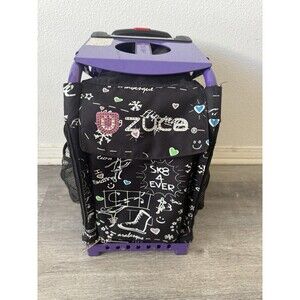 ZUCA Rolling Bag Black Purple Travel Sport Cart Backpack Wheels Ice Skating